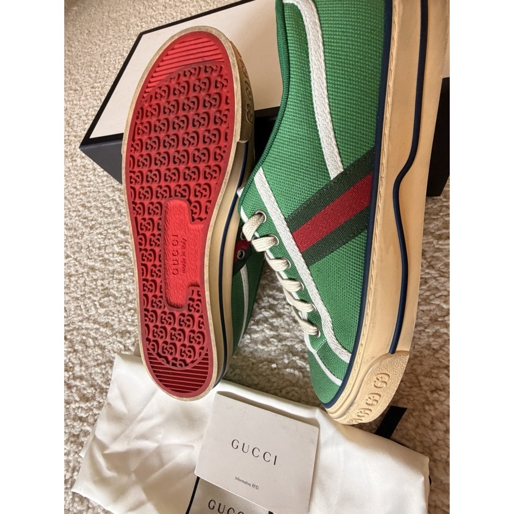Rare Gucci Tennis 1977 Green Canvas Sneakers 606111-GZO30-3760 Men US 8.5 - Picture 7 of 11